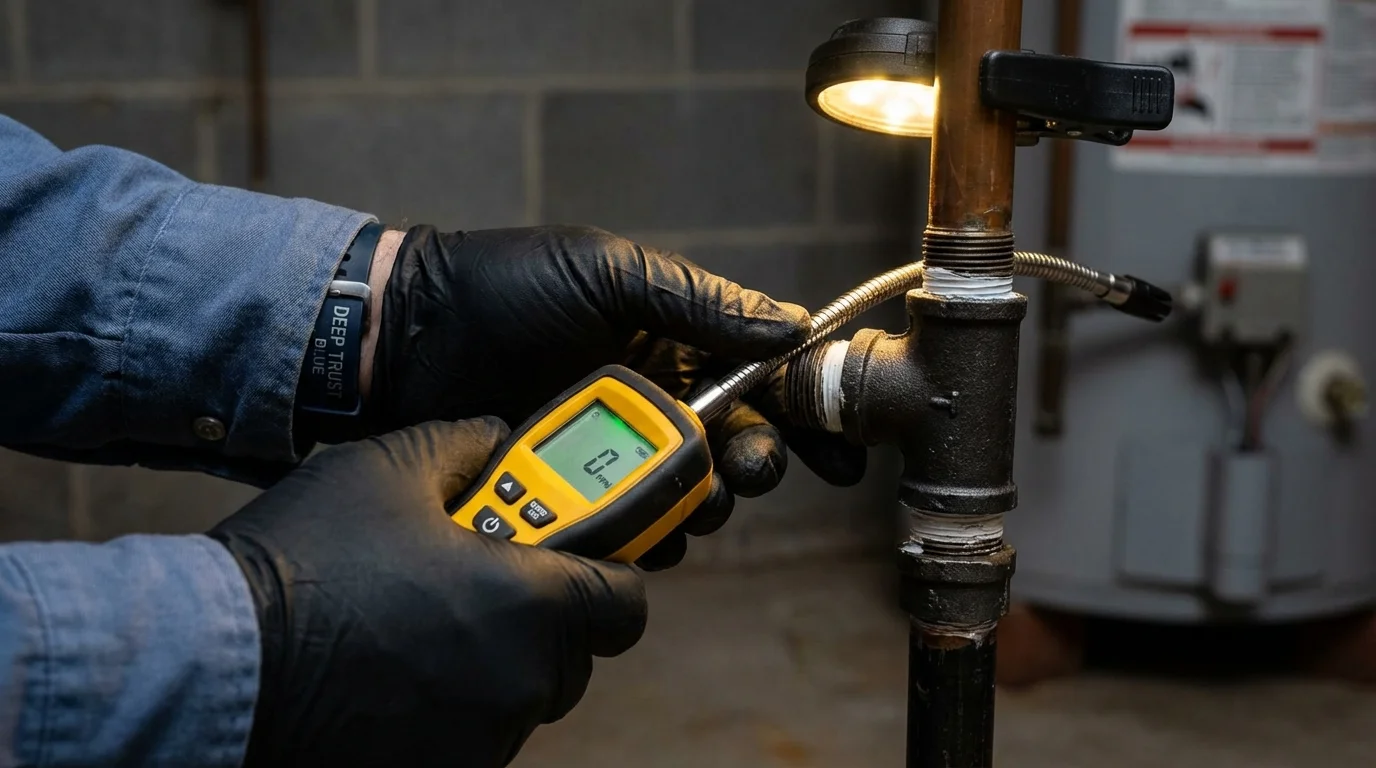Gas leak detection with electronic sniffer by Johns Plumbing LLC in Bellingham